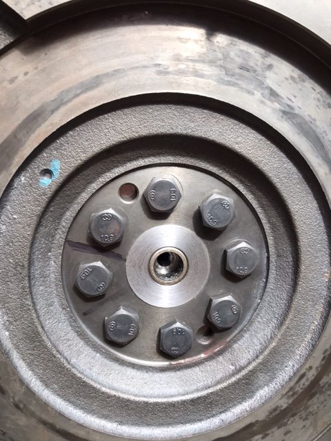Flywheel, Spacer and Pilot Bearing adapter fitted to flywheel.jpeg